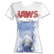 Jaws Movie Poster White Juniors T-Shirt